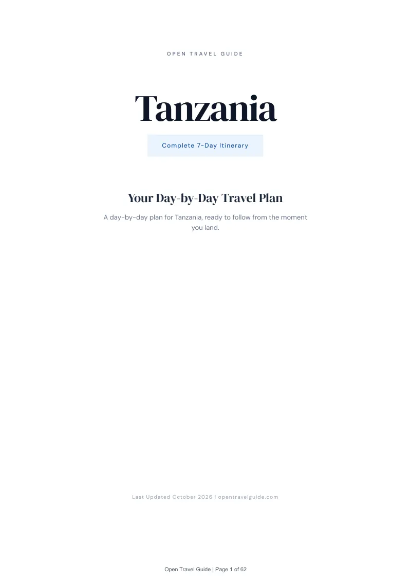 Tanzania 7-Day Itinerary: Cover