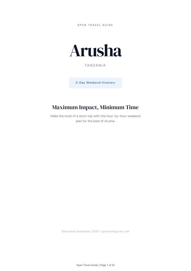 Arusha Complete Travel Bundle: 3-day itinerary · Cover