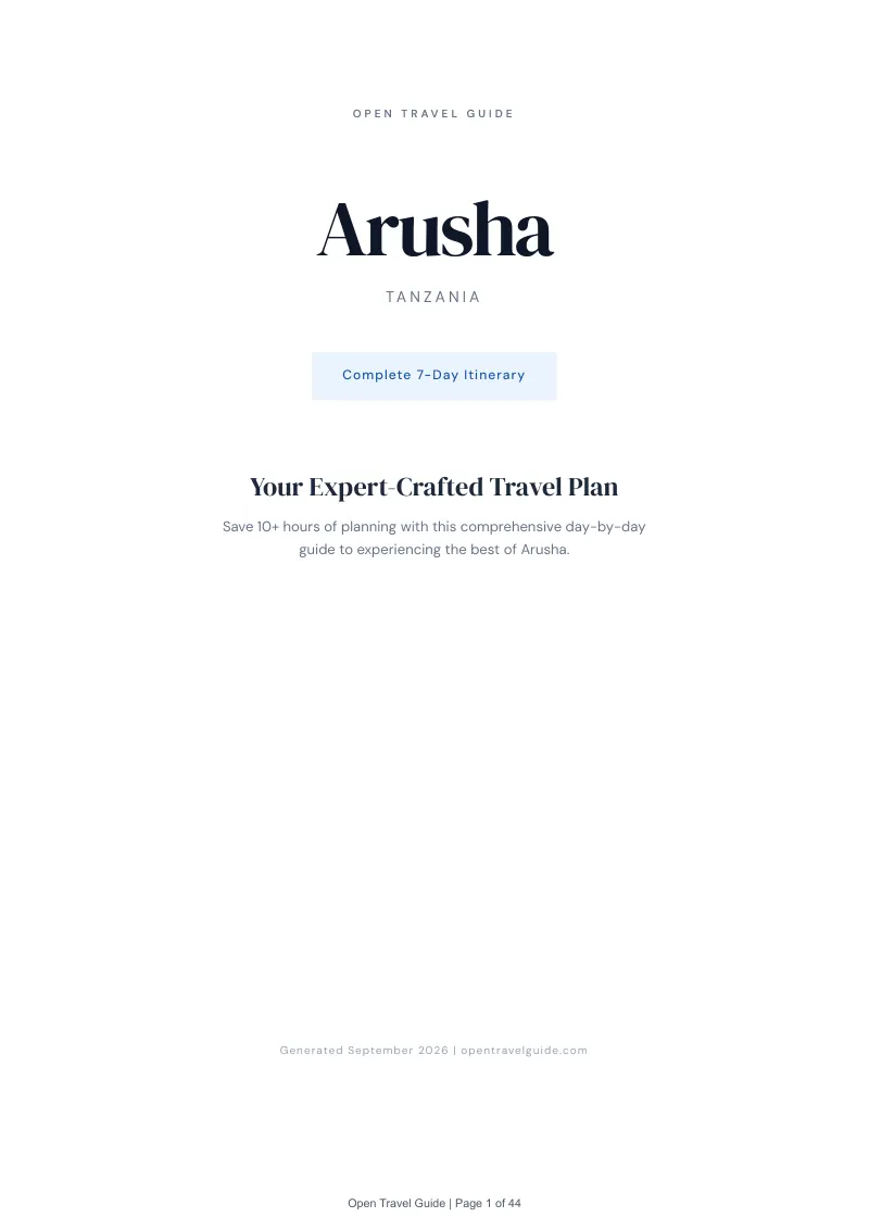 Arusha Complete Travel Bundle: 7-day itinerary · Cover