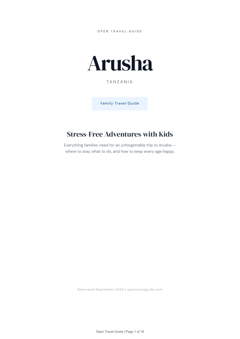 Arusha Complete Travel Bundle: Family guide · Cover