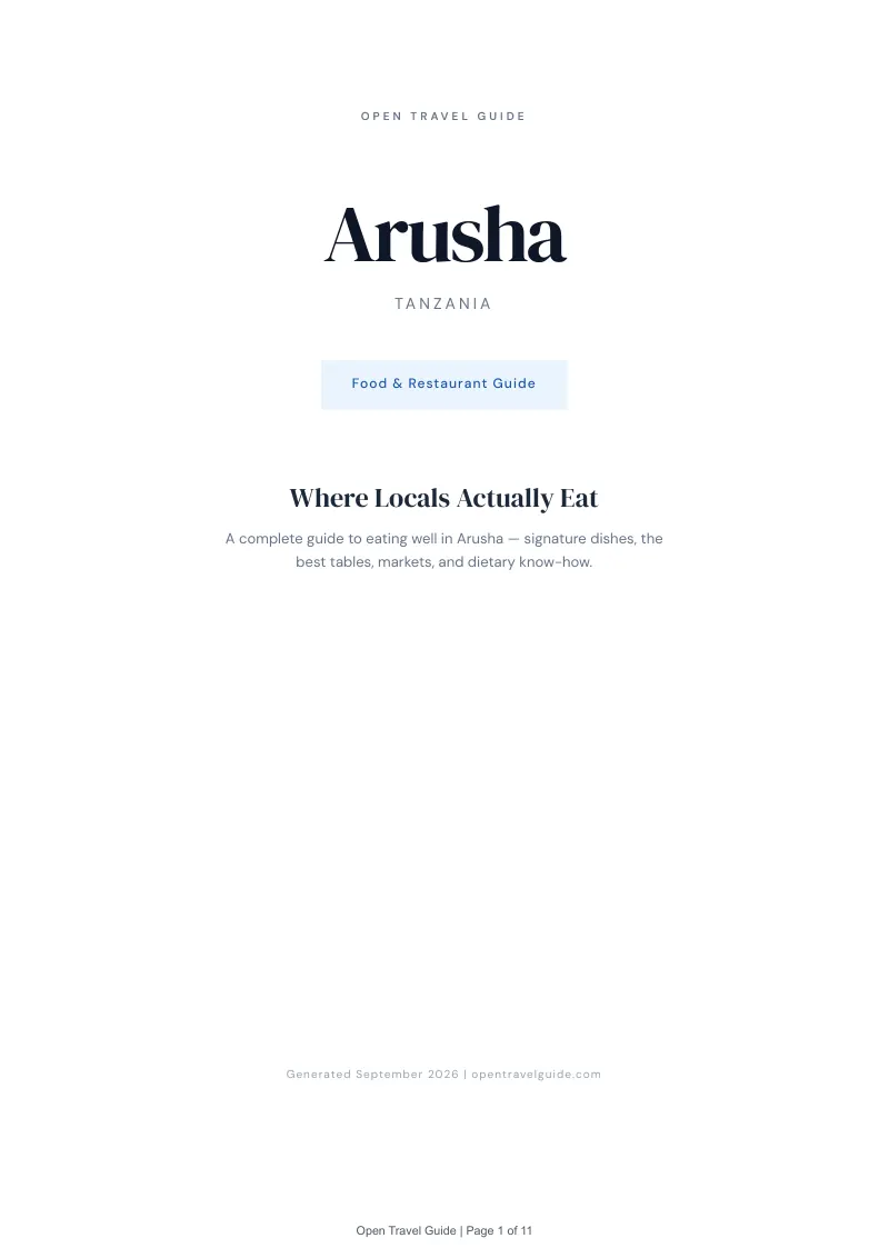 Arusha Complete Travel Bundle: Food guide · Cover