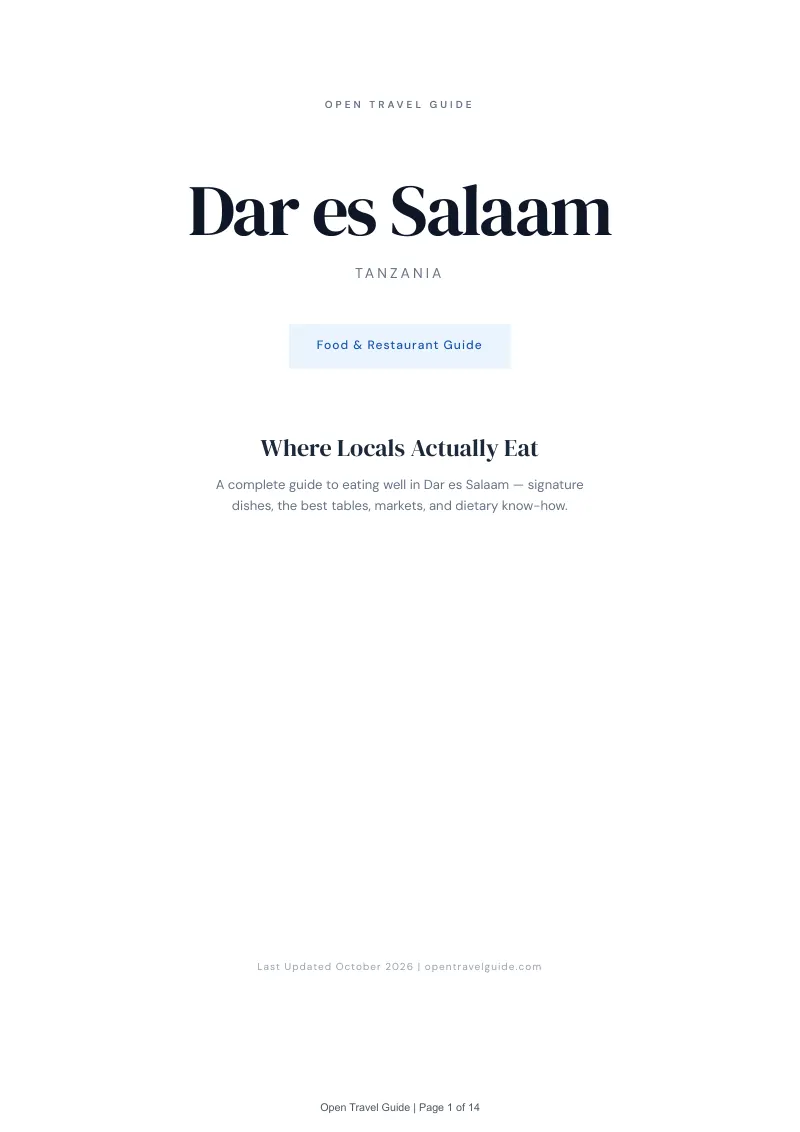 Dar Es Salaam Food & Restaurant Guide: Cover