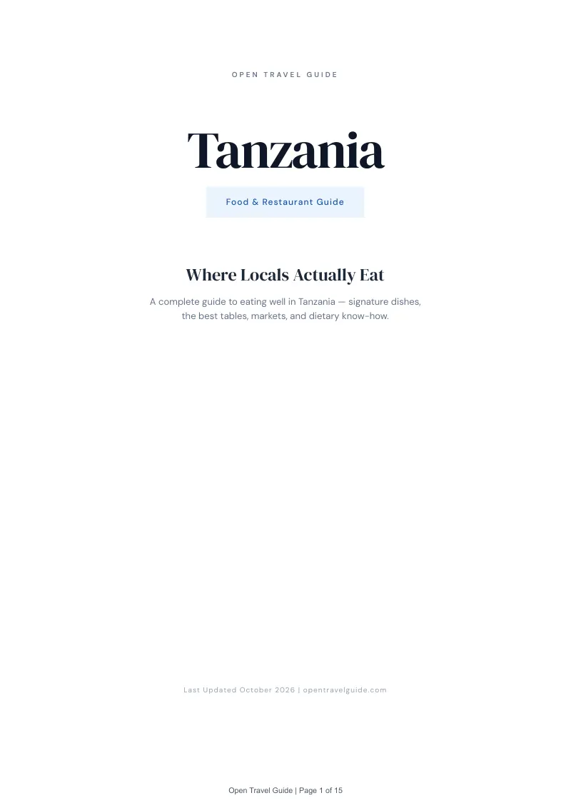 Tanzania Food & Restaurant Guide: Cover