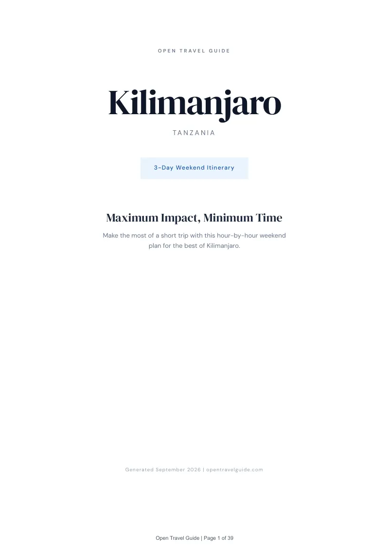 Kilimanjaro Complete Travel Bundle: 3-day itinerary · Cover