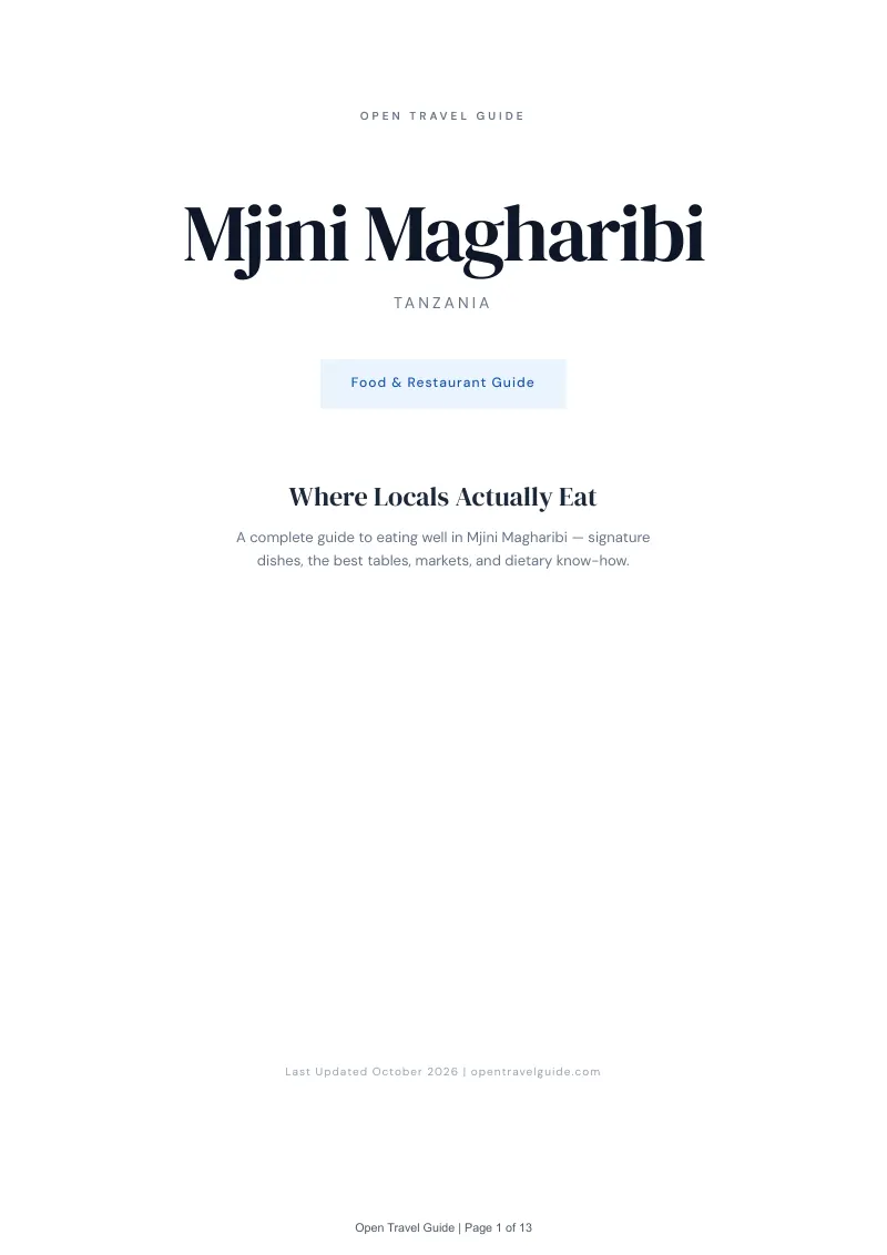 Mjini Magharibi Food & Restaurant Guide: Cover