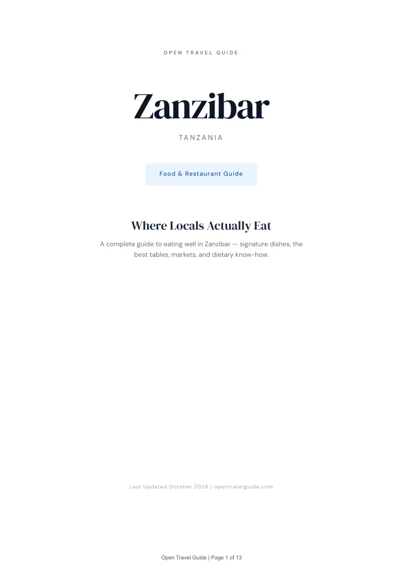Zanzibar Food & Restaurant Guide: Cover
