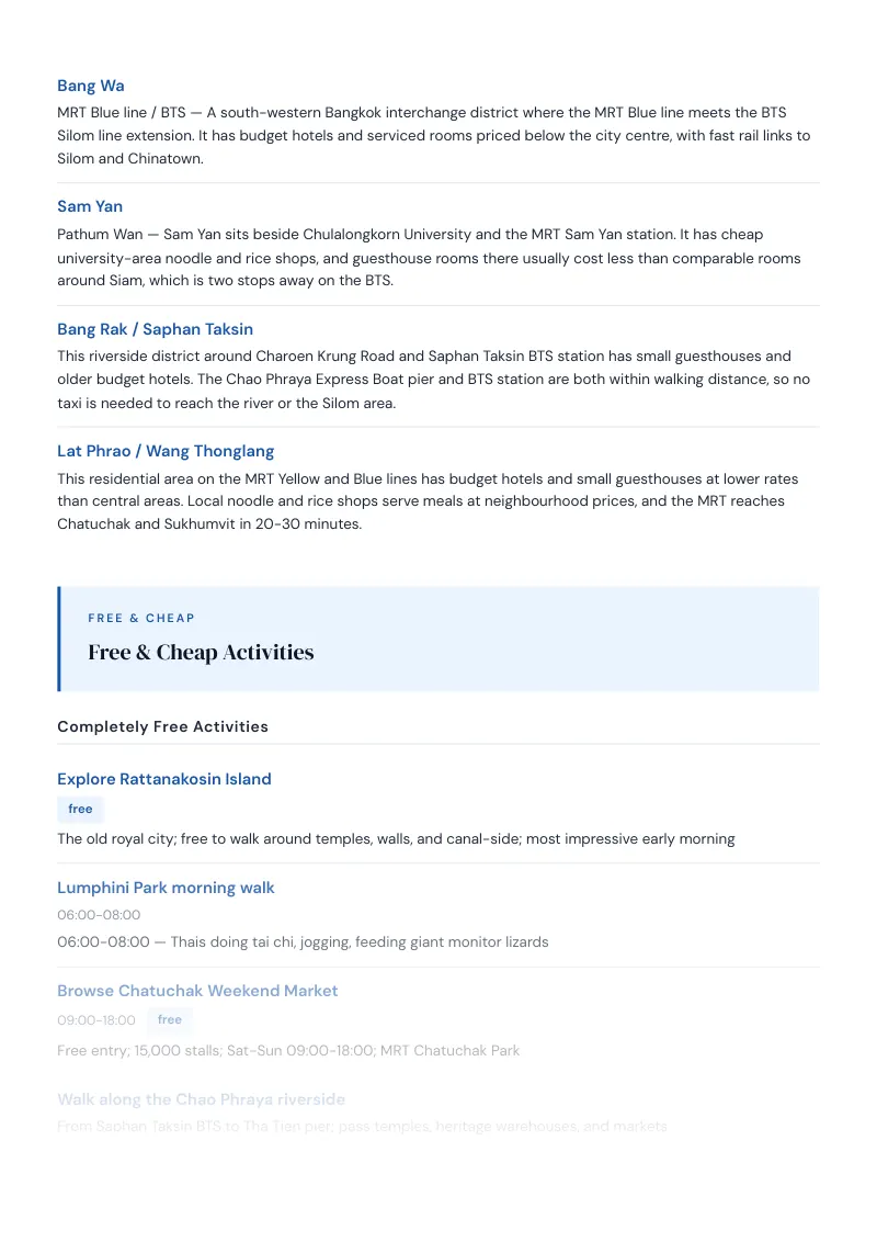 Bangkok Budget & Money-Saving Guide: Free & Cheap Activities