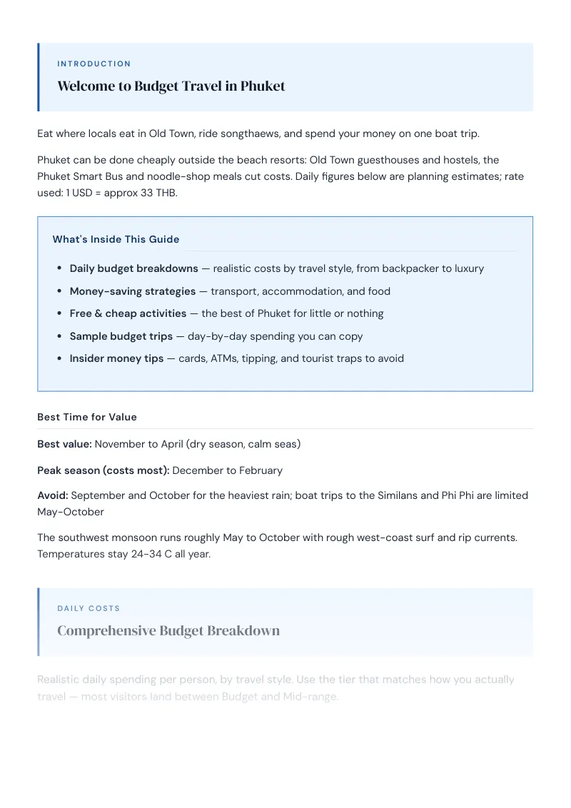 Phuket Complete Travel Bundle: Budget guide · Comprehensive Budget Breakdown