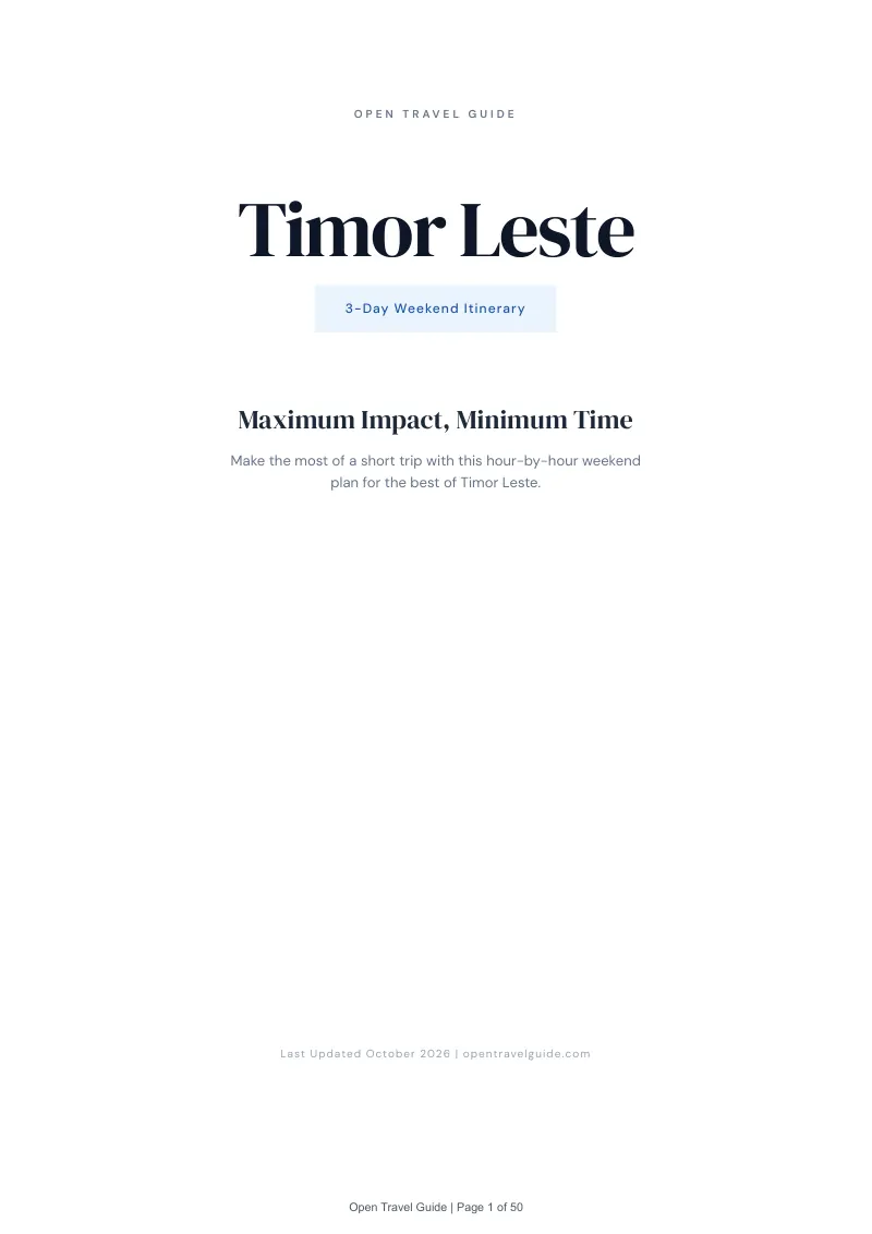 Timor Leste 3-Day Weekend Itinerary: Cover
