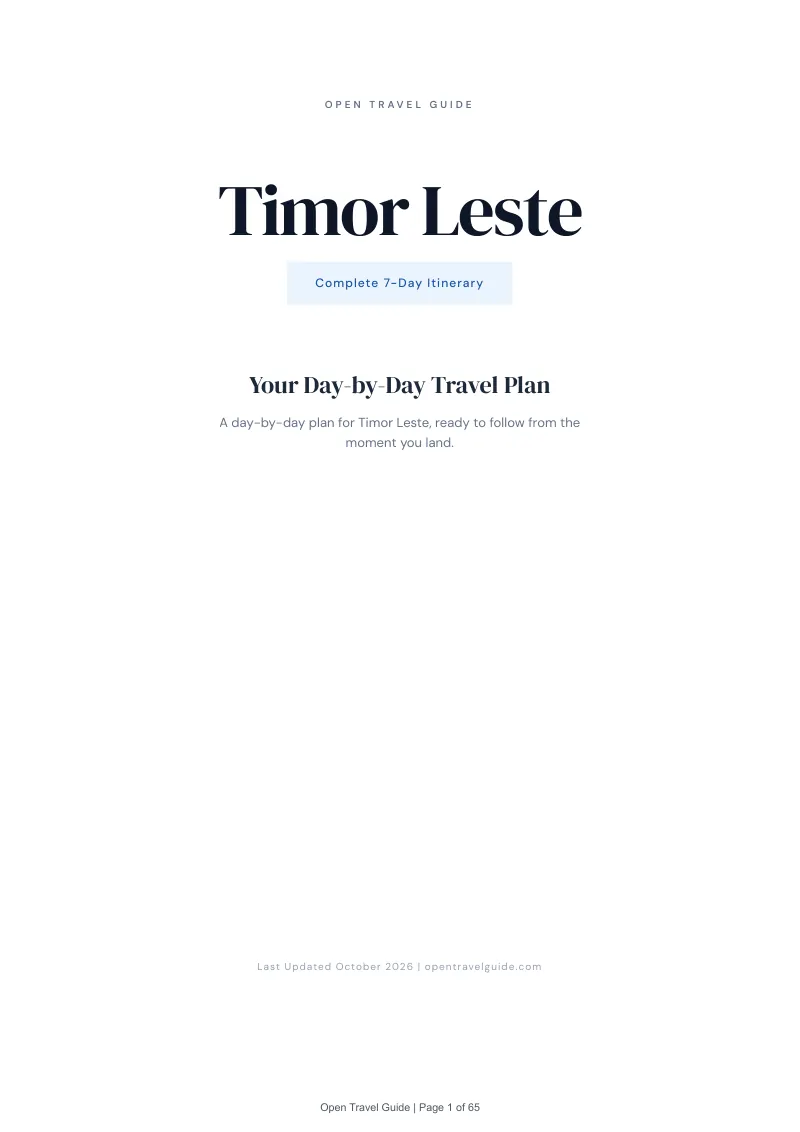 Timor Leste 7-Day Itinerary: Cover