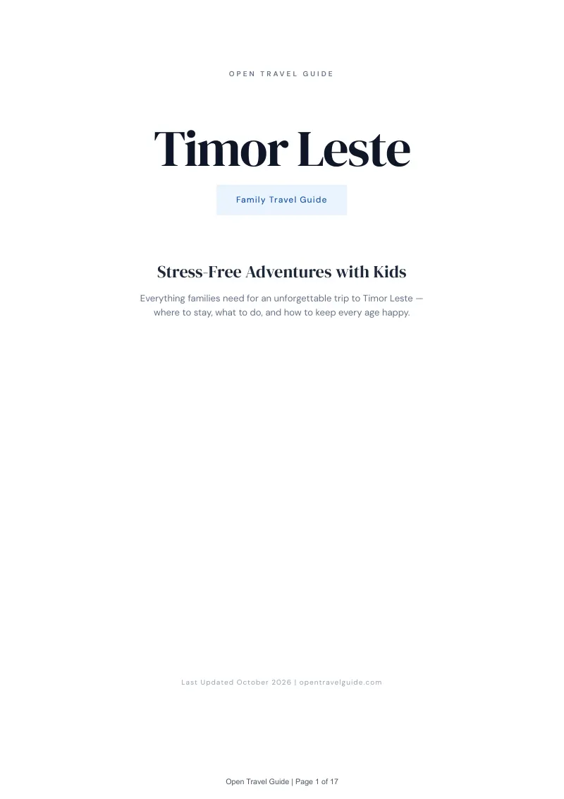 Timor Leste Family Travel Guide: Cover