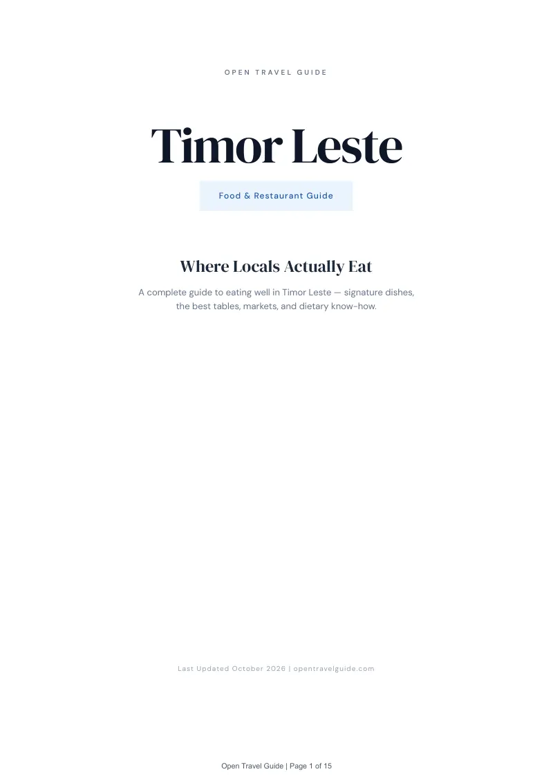 Timor Leste Food & Restaurant Guide: Cover