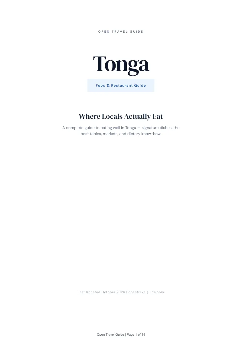 Tonga Food & Restaurant Guide: Cover