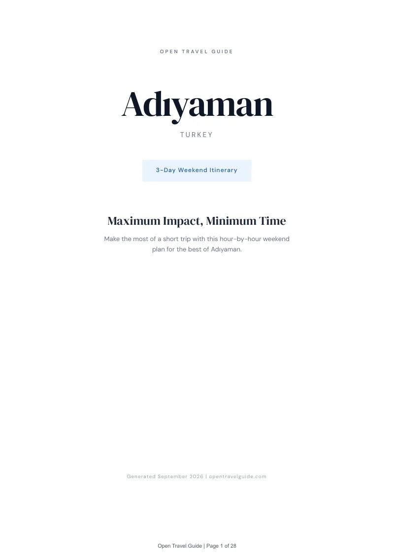 Adıyaman 3-Day Weekend Itinerary: Cover