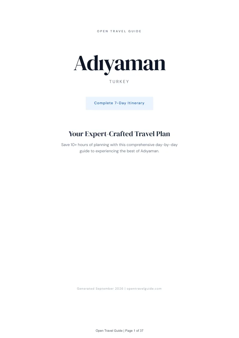 Adıyaman 7-Day Itinerary: Cover