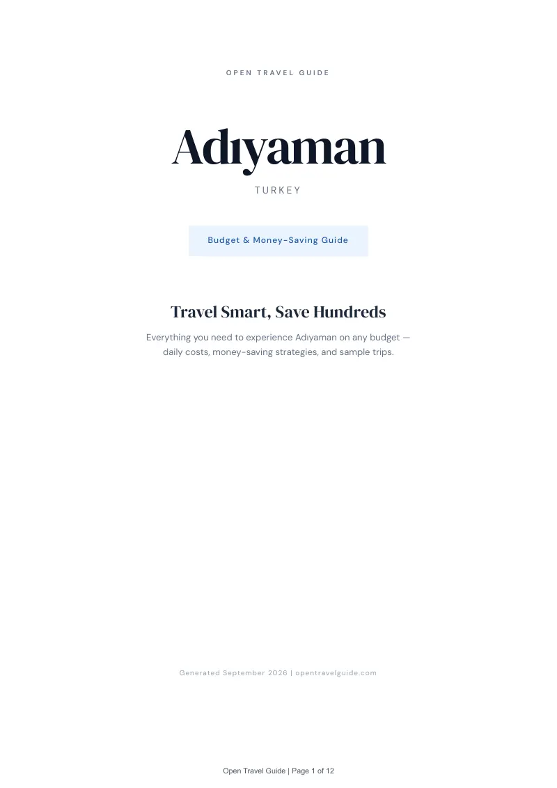 Adıyaman Budget & Money-Saving Guide: Cover