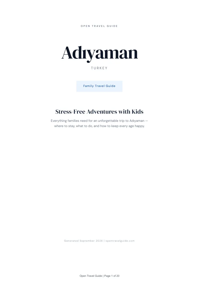 Adıyaman Family Travel Guide: Cover