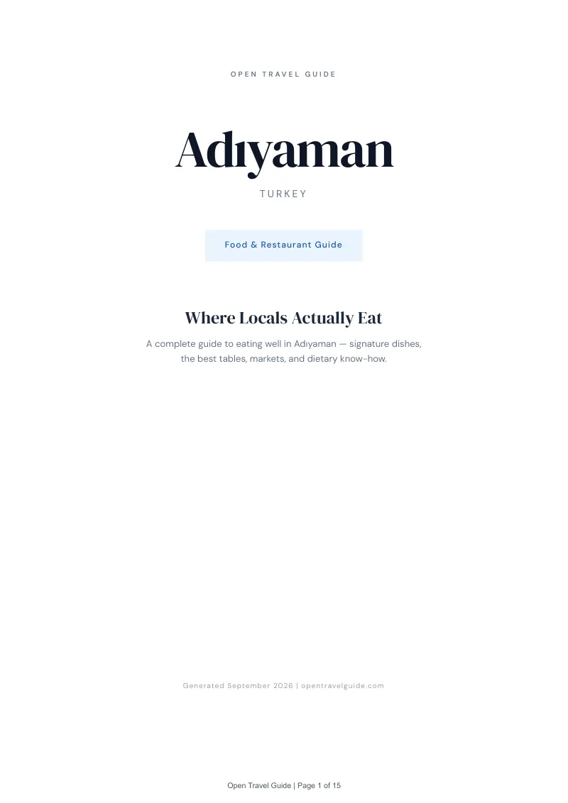 Adıyaman Food & Restaurant Guide: Cover