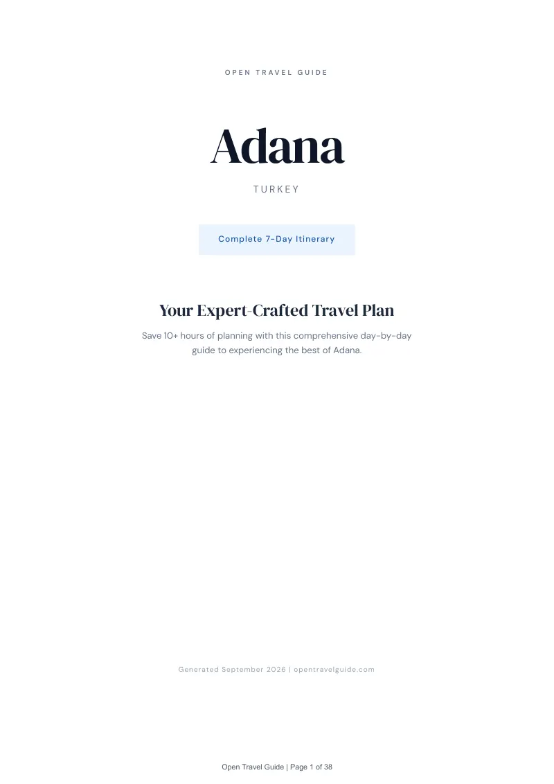 Adana Complete Travel Bundle: 7-day itinerary · Cover