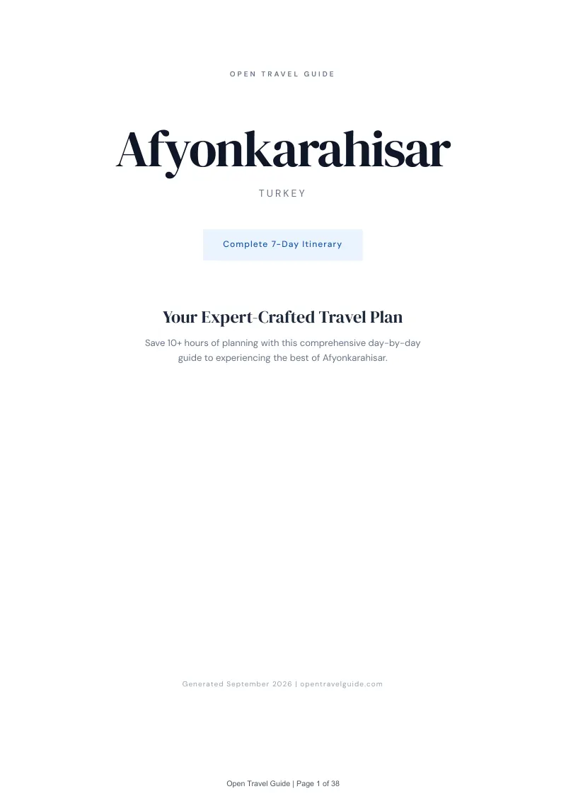 Afyonkarahisar Complete Travel Bundle: 7-day itinerary · Cover