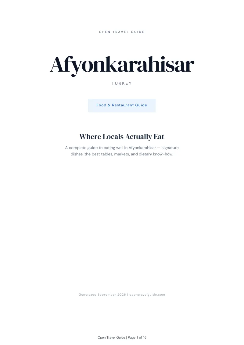 Afyonkarahisar Complete Travel Bundle: Food guide · Cover