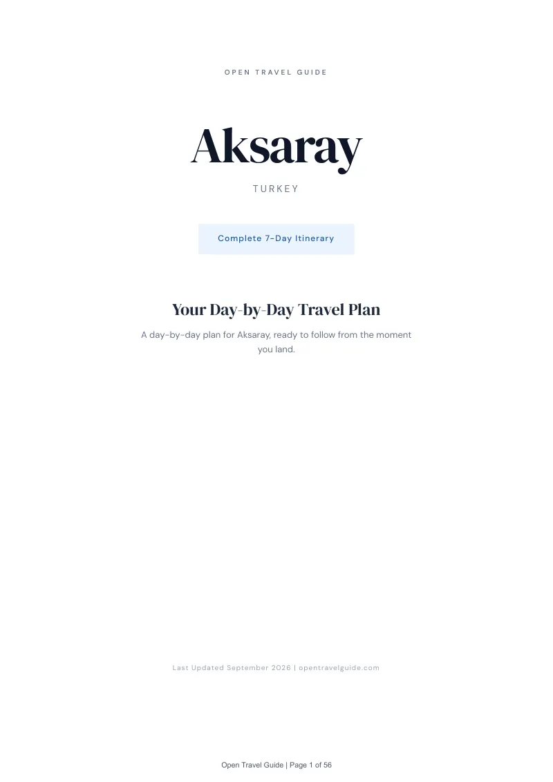 Aksaray Complete Travel Bundle: 7-day itinerary · Cover