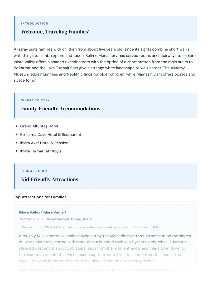 Aksaray Complete Travel Bundle: Family guide · Kid-Friendly Attractions