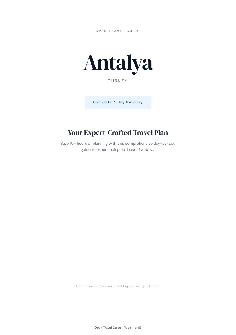 Antalya Complete Travel Bundle: 7-day itinerary · Cover