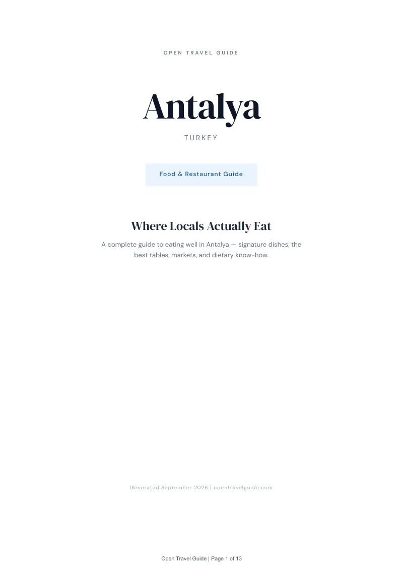 Antalya Complete Travel Bundle: Food guide · Cover
