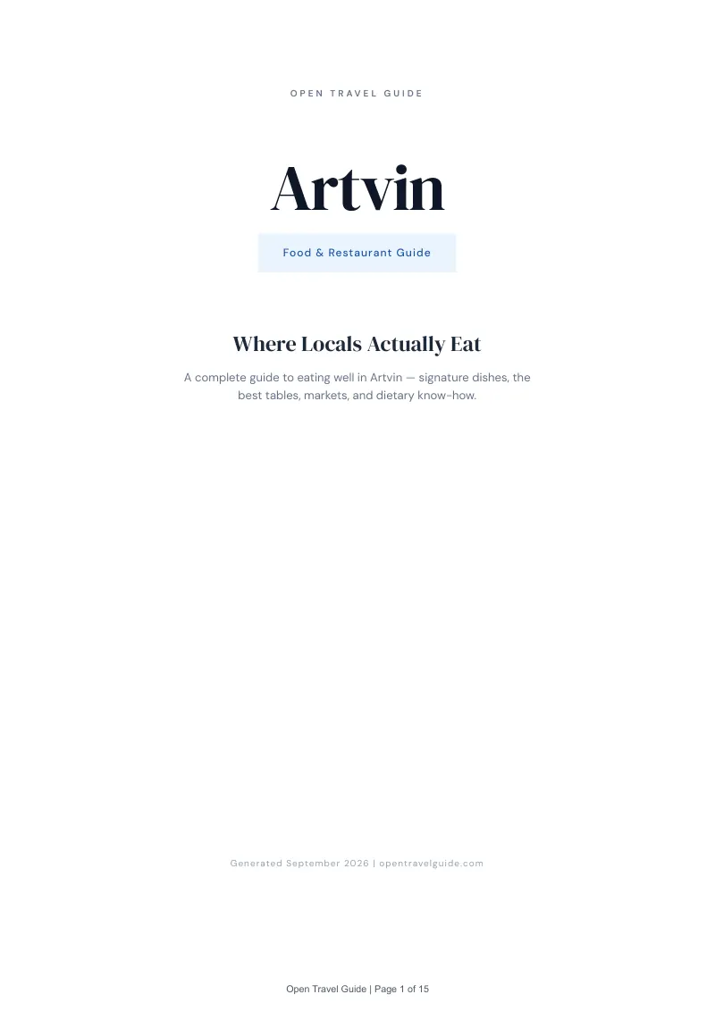 Artvin Complete Travel Bundle: Food guide · Cover