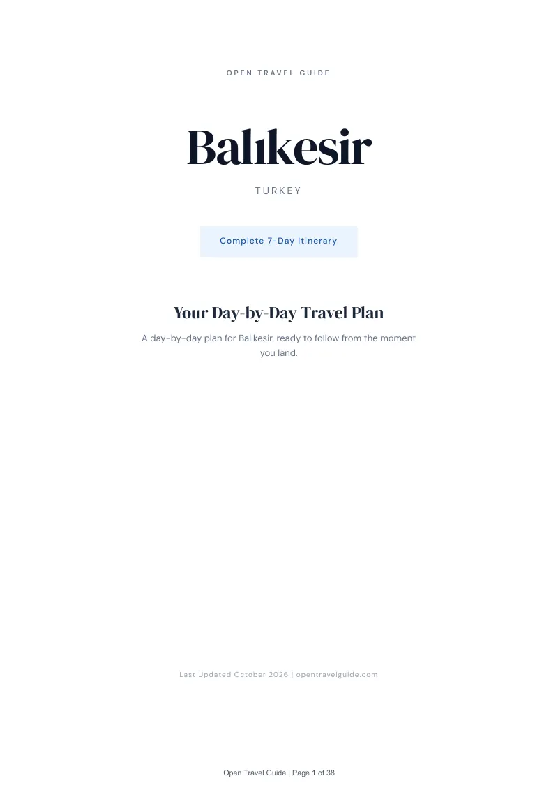 Balıkesir 7-Day Itinerary: Cover