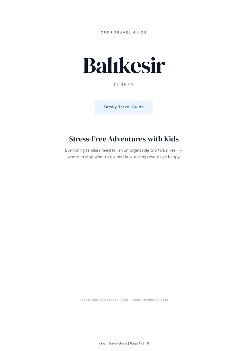 Balıkesir Family Travel Guide: Cover