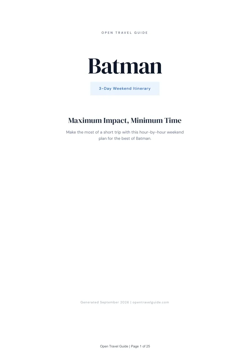 Batman Complete Travel Bundle: 3-day itinerary · Cover
