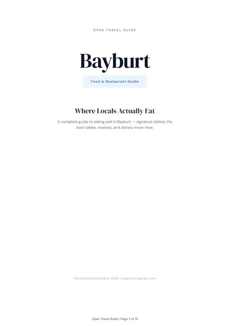 Bayburt Complete Travel Bundle: Food guide · Cover