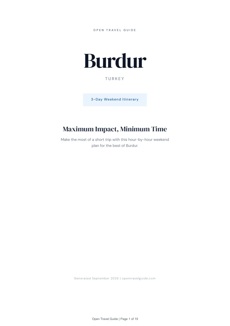 Burdur Complete Travel Bundle: 3-day itinerary · Cover