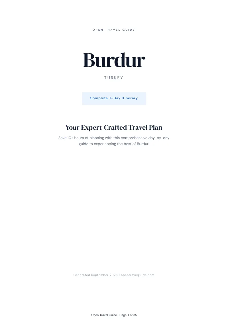 Burdur Complete Travel Bundle: 7-day itinerary · Cover