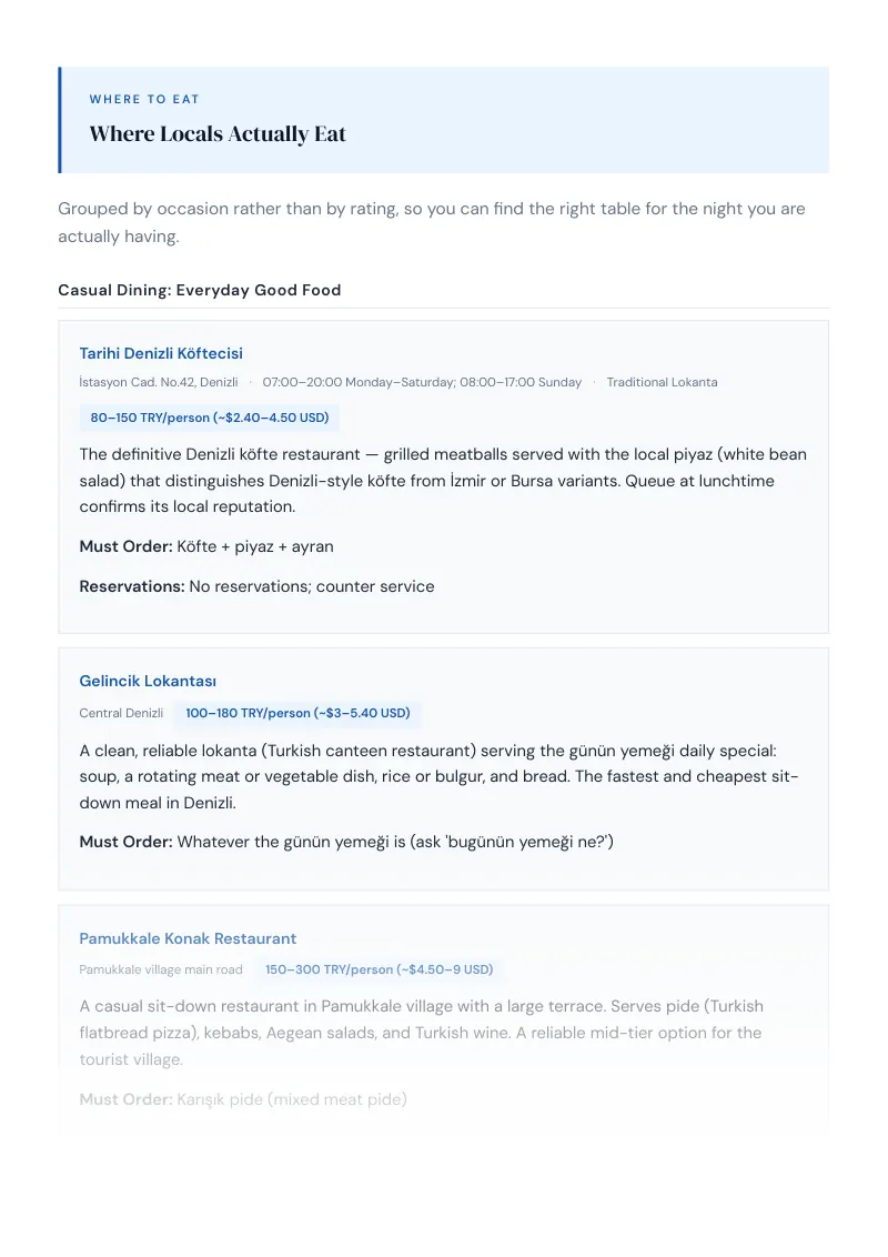 Denizli Complete Travel Bundle: Food guide · Where Locals Actually Eat