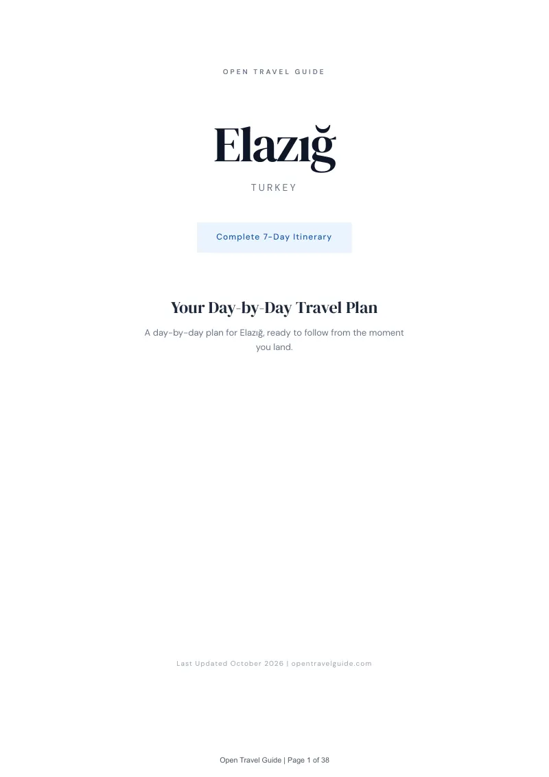Elazığ 7-Day Itinerary: Cover