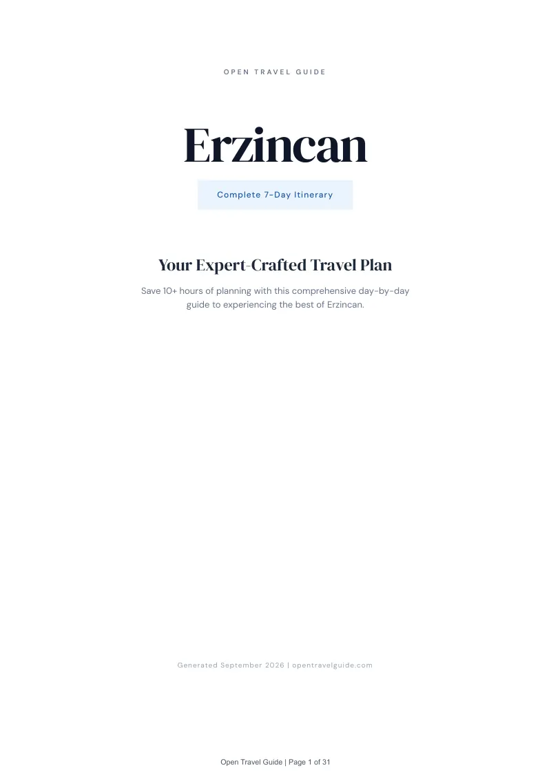 Erzincan Complete Travel Bundle: 7-day itinerary · Cover