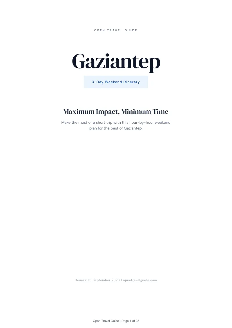 Gaziantep Complete Travel Bundle: 3-day itinerary · Cover