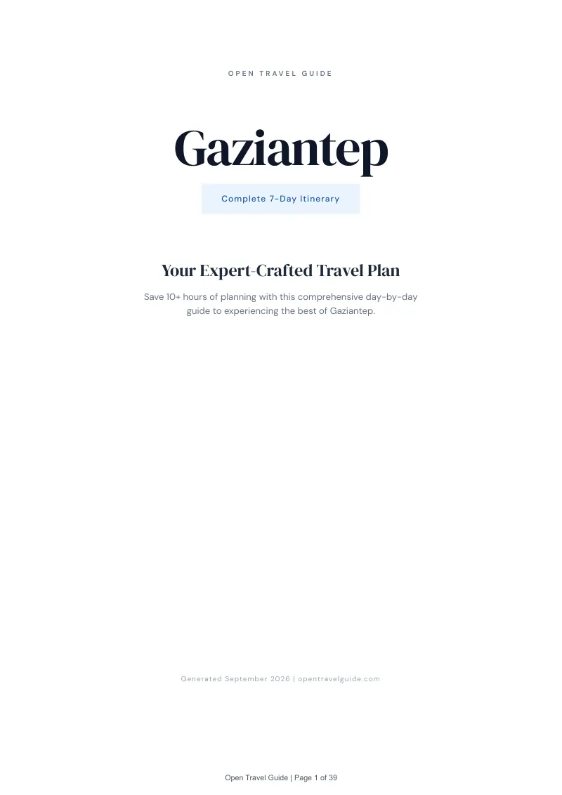 Gaziantep Complete Travel Bundle: 7-day itinerary · Cover