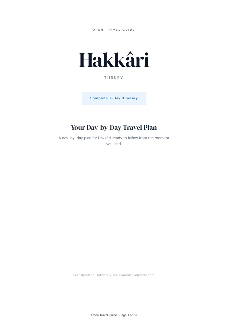 Hakkâri 7-Day Itinerary: Cover
