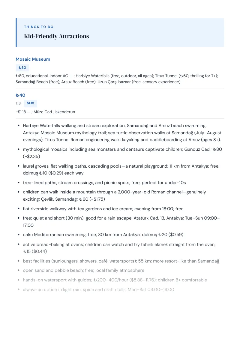 Hatay Complete Travel Bundle: Family guide · Kid-Friendly Attractions