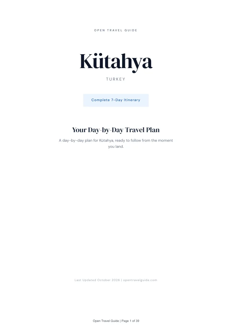 Kütahya 7-Day Itinerary: Cover