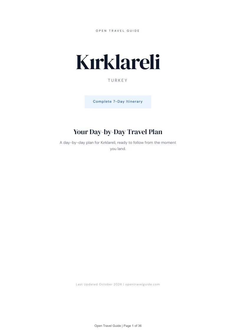 Kırklareli 7-Day Itinerary: Cover