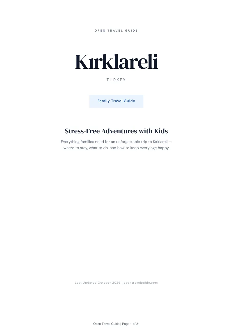 Kırklareli Family Travel Guide: Cover