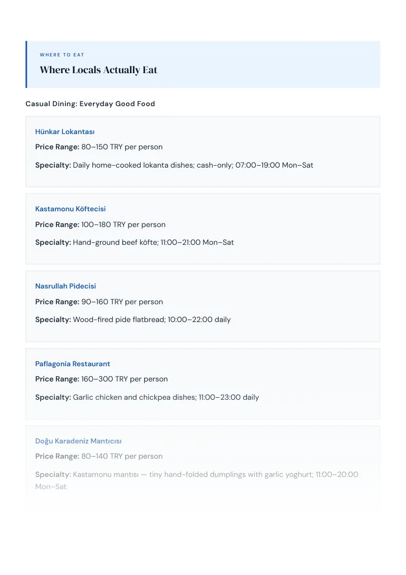 Kastamonu Complete Travel Bundle: Food guide · Where Locals Actually Eat