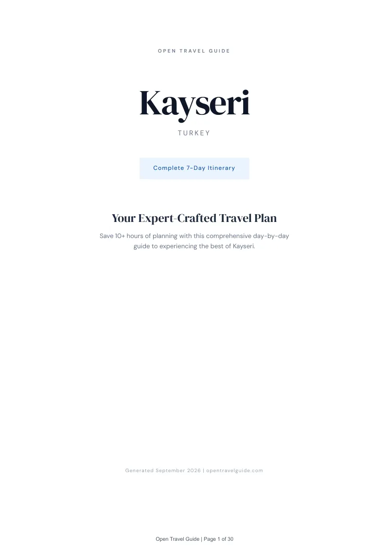 Kayseri Complete Travel Bundle: 7-day itinerary · Cover