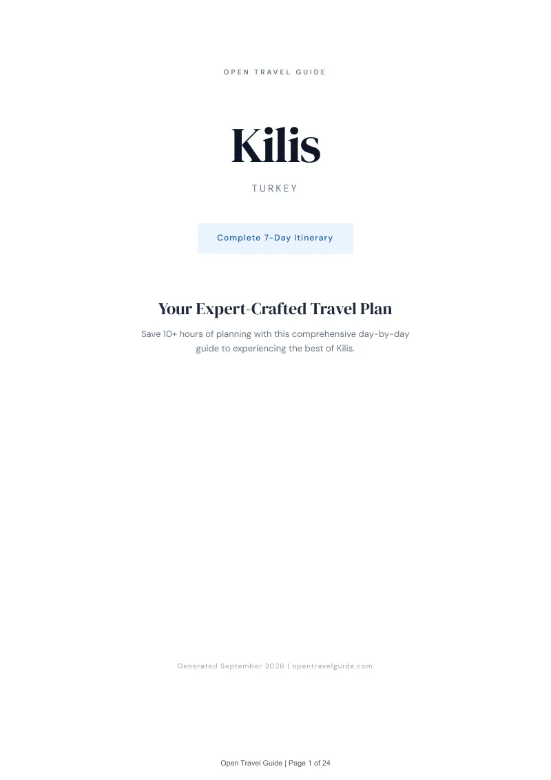 Kilis Complete Travel Bundle: 7-day itinerary · Cover