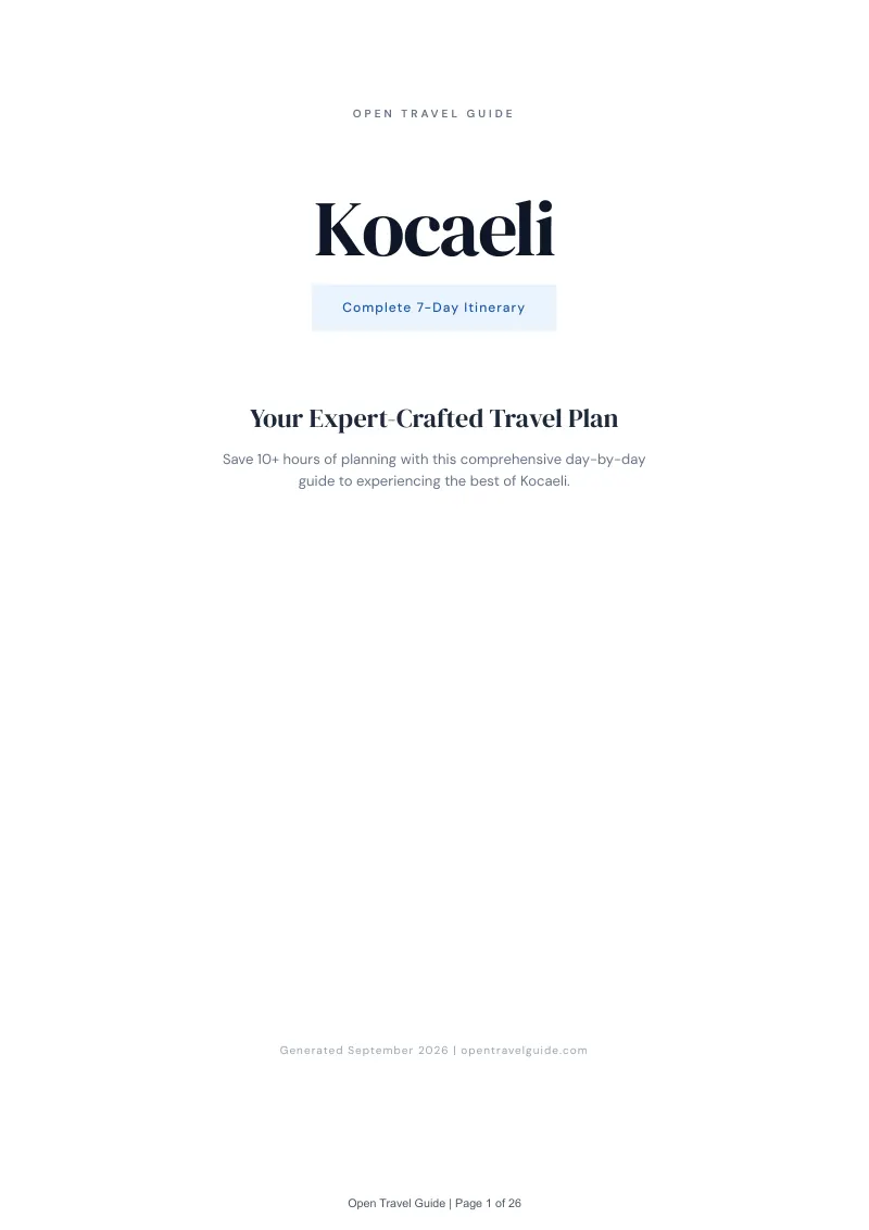 Kocaeli Complete Travel Bundle: 7-day itinerary · Cover